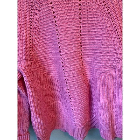 J. Crew Pointelle Knit Cable Pink Sweater - Picture 3 of 10